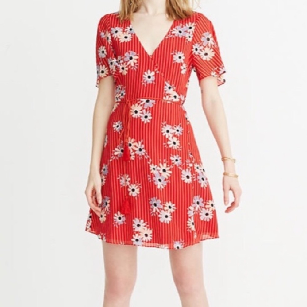 Madewell Butterfly Sleeve Floral Stripe Dress 12